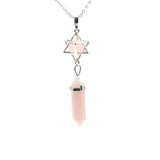 Natural Amethyst Crystal Quartz Merkaba Star Stone Chakra Pendant Necklace Hexagonal Pointed Energy Reiki Healing