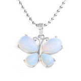 Natural Crystal Butterfly Pendant Teardrop Gemstone Silver‑Plated Alloy Charm Reiki Chakra Healing Stone Pendant for DIY Necklace Jewelry Making Bulk Wholesale