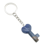 Symbolic Heart Key Crystal Keychain | Natural Healing Stone Pendant Bag & Key Charm