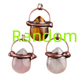 Antique Bronze Wrapped Waterdrop Gemstone Pendant - Gothic Romance Protective Crystal Talisman for Men Women