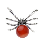 47×40mm Natural Crystal Ball Spider Pendant | Gothic Antique Silver Insect Charm for DIY Jewelry