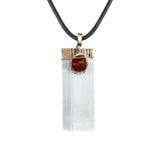 White Selenite Crystal Gypsum Pendant Necklace For Women Men #SN1775G