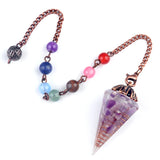 Wholesale Chakra Orgone Pendulum | Red Crystal Resin Pendulum with Copper Coil & 7 Chakra Chain for Divination