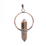 Retro natural crystal hexagonal column Pendant Necklace tiger eye stone winding DIY Necklace Gemstone Pendant Necklace Healing