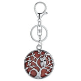 Sterling Silver Owl Tree of Life Gemstone Pendant Key chain with Round stones pendant For Women and men for Jewelry Making