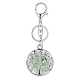 Sterling Silver Owl Tree of Life Gemstone Pendant Key chain with Round stones pendant For Women and men for Jewelry Making