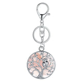 Sterling Silver Owl Tree of Life Gemstone Pendant Key chain with Round stones pendant For Women and men for Jewelry Making