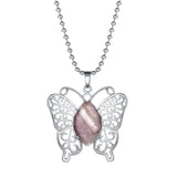 Butterfly Transformation Natural Crystal Pendants – Aesthetic Oval Gemstone Choker Necklace & Creative DIY Accessories
