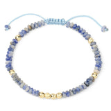 Boho Natural Stone Heishi Disc Beaded Bracelet, Hand Braided Sliding Adjustable Cord Stacking Bracelet for Women Ethnic Daily Jewelry
