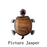 Natural Crystal Turtle Pendant Necklace, Mixed Chakra Healing Stone Tortoise Charm, Reiki Gemstone Longevity Turtle Jewelry Gift for Women Men