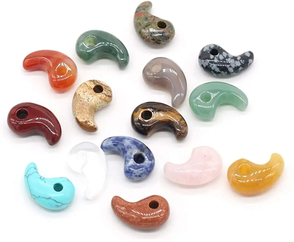Comma Shape Natural Stone Pendant, Polished Crystal Agate Charms for DIY Necklace Bracelet Jewelry Making