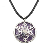 Hollow Snowflake Pendant Silver Plated Natural Crystal Inlay Winter Charm for Christmas Necklace Making