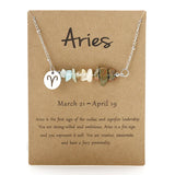 Zodiac Sign Crystal Necklace | Irregular Gravel Stone Pendant with Constellation Card for Women