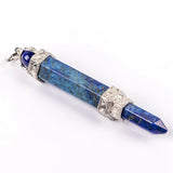 Natural Crystal Triple Point Wand Pendant, Hexagonal Double Terminated Crystal Stone Silver Ornament Reiki Chakra Healing Necklace Charm