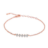 Rose Gold Layered Anklet Set - Dainty Cubic Zirconia Beaded Ankle Bracelet