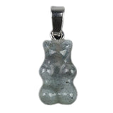 Cute Natural Crystal Gummy Bear Pendant Necklace - Healing Gemstone Amethyst Rose Quartz Bear Charms Jewelry Gift for Women
