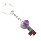 Symbolic Heart Key Crystal Keychain | Natural Healing Stone Pendant Bag & Key Charm