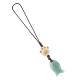 Cute Cat Paw & Little Fish Crystal Phone Charm, 22mm Natural Gemstone Fish Pendant Keychain, Aesthetic Y2K Kawaii Bag Charm Accessory Gift