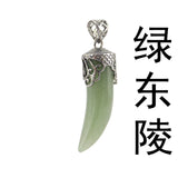 Antique Silver Filigree Cap Wolf Tooth Shaped Natural Gemstone Pendant, Horn Tusk Chakra Healing Crystal Charm for DIY Necklace Making
