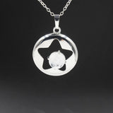Star Hollow Natural Crystal Stone Locket Pendant, Openable Round Star Gemstone Charms Necklace, Healing Crystal Jewelry for Women Gift