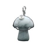 15×20mm Gold Wire-Wrapped Mushroom Crystal Necklace, Natural Gemstone Pendant with Chain