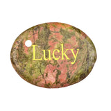35X45MM Flat Oval Gemstone Pendant Engraved Words for Making Jewelry Lucky Stone DIY Accessories
