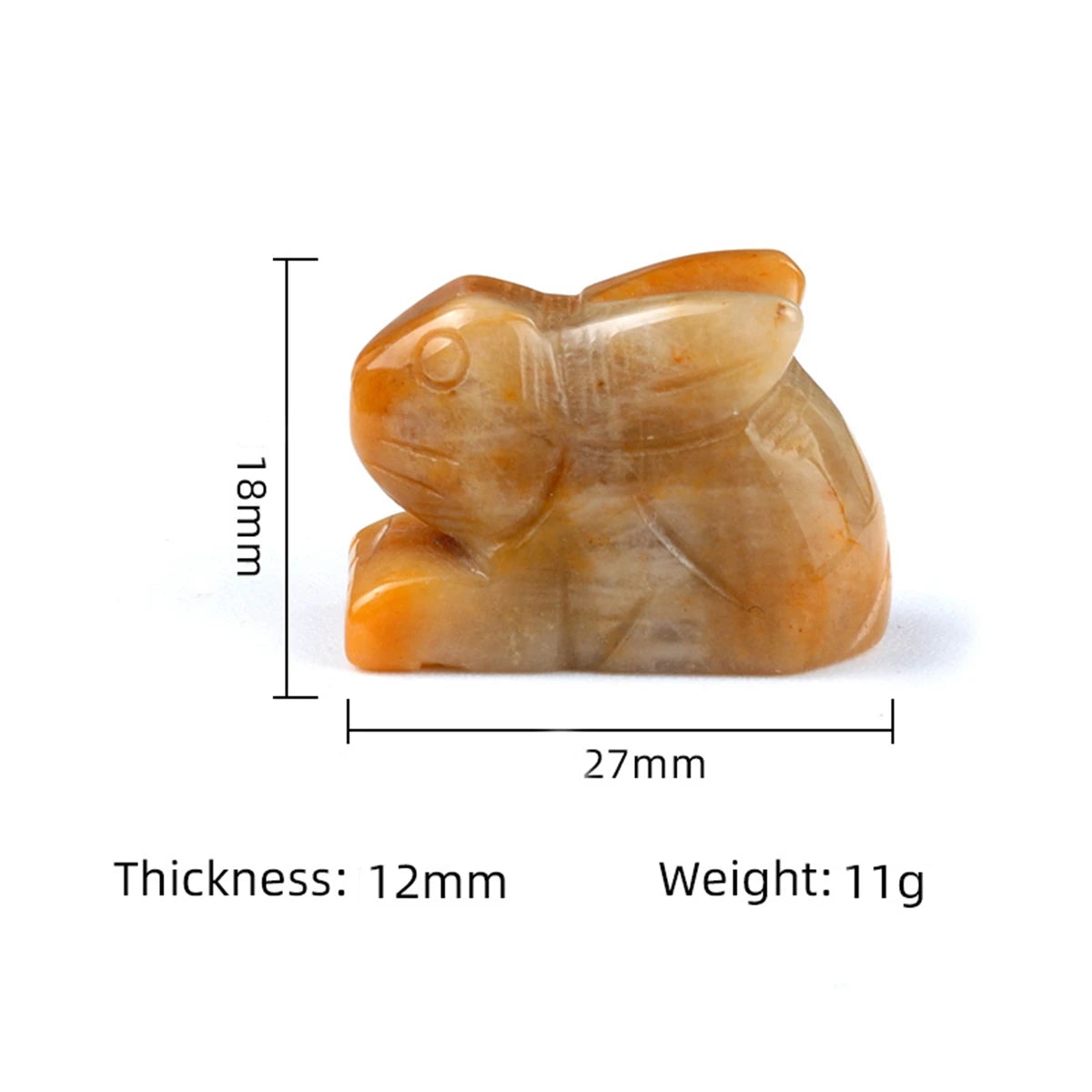 18×27mm Natural Crystal Rabbit Figurine | Hand-Carved Animal Stone for Home Decor & Gifts