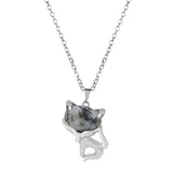 20×30mm Natural Crystal Fox Head Pendant Necklace, Healing Gemstone Beads for DIY Jewelry