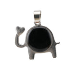 Lucky Elephant Crystal Holder Pendant • Retro Silver Animal Amulet with Natural Gemstone Sphere • Unisex Spiritual Wisdom Totem Jewelry Gift