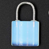Natural Quartz Lock Shaped Pendant Necklace, Reiki Healing Crystal Chakra Jewelry for Women