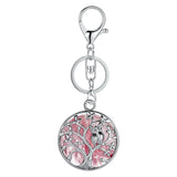 Sterling Silver Owl Tree of Life Gemstone Pendant Key chain with Round stones pendant For Women and men for Jewelry Making