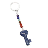 7 Chakra Beads Heart Key Crystal Keychain, Natural Healing Gemstone Love Key Pendant Gift