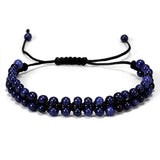 Tiny Mini Natural Stone Beaded Sliding Knot Bracelet, Adjustable Braided Cord Stackable Layering Bracelet for Women Boho Daily Jewelry