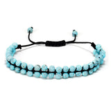Tiny Mini Natural Stone Beaded Sliding Knot Bracelet, Adjustable Braided Cord Stackable Layering Bracelet for Women Boho Daily Jewelry