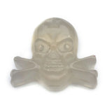 Hand Carved Skull & Crossbones Natural Agate Pendant, Mini Crystal Skull Gemstone Charm for DIY Jewelry Making