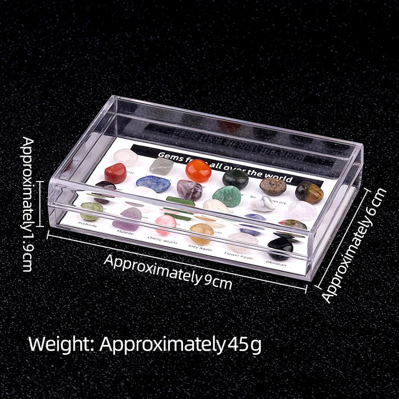 24 Pcs Natural Crystal Gemstone Collection Box - Real Mini Raw Stone Specimens Set - Earth Science Educational Kit for Kids, Healing Crystal Beginners & Mineral Collectors