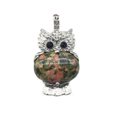 Silver Owl Gemstone Pendant for Making Jewelry #SP1760 Healing Chakra Crystal Bird Animal