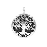 25mm Silver Plated Tree of Life Pendant Natural Round Crystal Inlay Hollow Charm for Chakra Necklace Making