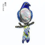 Enamel Bird Parrot Natural Gemstone Pendant, Colorful Enamel Alloy Bird On Branch Inlaid Oval Cabochon Crystal Pendant, Chakra Reiki Healing DIY Necklace Jewelry Charm