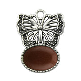High Quality Natural Colorful Gem Stone Alloy Butterfly Pendant Fashion Women Jewelry Accessories for Children's Party Necklace