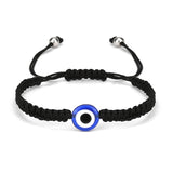 Adjustable Evil Eye Braided Rope Bracelet with Silver Elephant Charm Turkish Lucky Protection Red Black Blue String Bracelets for Women Men Amulet Jewelry