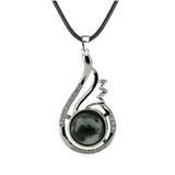 33mm Natural Crystal Teardrop Pendant Necklace, Silver-Plated Gemstone Charm