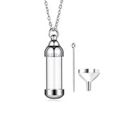 Stainless Steel Clear Glass Cylinder Urn Pendant Memorial Necklace Ashes Keepsake Cremation Jewelry for Men Women