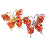 Natural Crystal Chip Butterfly Ornament | Gold-Plated Frame Handmade Gemstone Home Decor