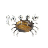 Natural Gemstone Crab Pendant | Silver-Tone Alloy Animal Charm for DIY Jewelry