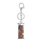 Handmade Gemstone Gravel Glass Bottle Key Chain, Assorted Natural Crushed Crystal Chips Wishing Vial Keyring Spiritual Energy Bag Accessory