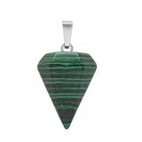 Gothic Faceted Cone Crystal Necklace, Natural Gemstone Pendulum Pendant with Stainless Steel Chain, Minimalist Bullet Point Choker Gift for Women & Men