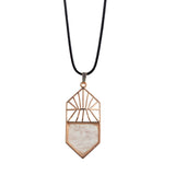 Gold Hollow Sun Ray Natural Stone Shield Arrow Pendant, Geometric Open‑Work Metal Frame Gemstone Pendant, Reiki Chakra Healing Crystal Charm for DIY Necklace Jewelry Making
