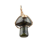 20mm Natural Crystal Mushroom Pendant  Wire-Wrapped Gemstone DIY Jewelry for Gifts