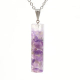 Crystal gravel pendant Amethyst Pendant Square column women's Fashion Pendant Hexagonal Natural Crystal Quartz Healing